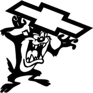 Taz holding Chevy logo Die Cut Vinyl Decal Sticker