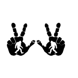 Bigfoot Sasquatch jeep hand wave peace die cut vinyl decal sticker