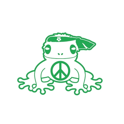 frog wearing hat peace sign animals Die Cut Vinyl Decal sticker frog wearing hat peace sign animals Die Cut Vinyl Decal sticker