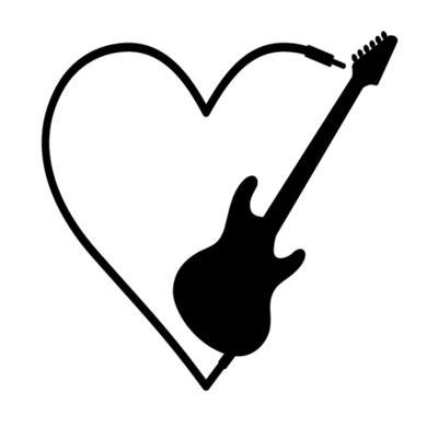 guitar in heart Vinyl Decal Sticker