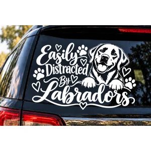 Easily Distracted by Labradors Vinyl Decal