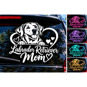 Labrador Retriever Dog Mom Heart Vinyl Decal