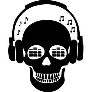 skull with music notes headphones Vinyl Decal sticker