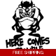 TAZ Here comes trouble, Die Cut Vinyl Decal stic.. TAZ Here comes trouble, Die Cut Vinyl Decal stic..
