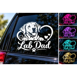 Lab Dad Labrador Retriever Dog Heart Vinyl Decal