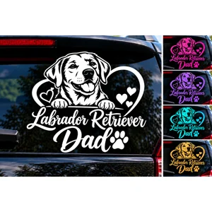 Labrador Retriever Dad Dog Heart Vinyl Decal