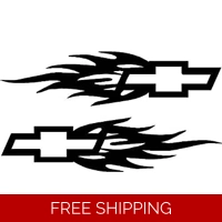 Set of 2 Flaming Chevy Die Cut Vi..