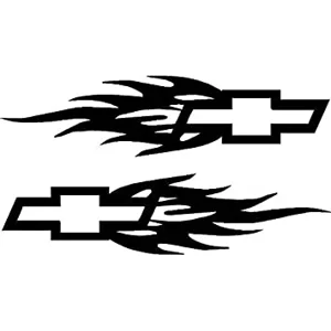 Set of 2 Flaming Chevy Die Cut Vinyl Decal Sticker