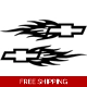 Set of 2 Flaming Chevy Die Cut Vinyl Decal Sticker