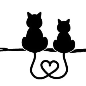 2 cats heart tail Die Cut Vinyl Decal sticker