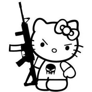 Hello kitty ar15 gun punisher Vinyl Decal sticker
