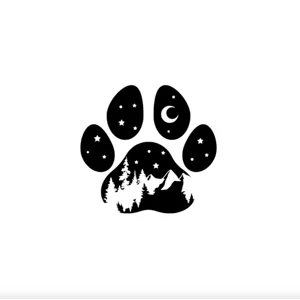 Dog Paw Night Sky Moon Die Cut Vinyl Decal sticker