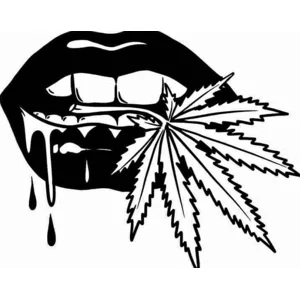 Marijuana Leaf in Mouth 420 Weed Bud Die Cut Vinyl Decal sticker