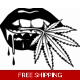 Marijuana Leaf in Mouth 420 Weed Bud Die Cut Vin..