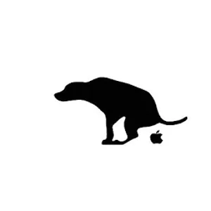 Dog crap on Apple Die Cut Vinyl Decal sticker