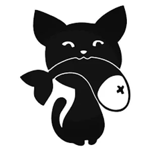 Cat with Fish Die Cut Vinyl Decal sticker