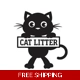 Cat holding Cat Litter Sign Die Cut Vinyl Decal .. Cat holding Cat Litter Sign Die Cut Vinyl Decal ..