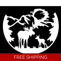 Moose forest Die Cut Vinyl Decal ..