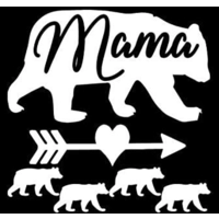 mama bear with 4 cubs heart arrow..