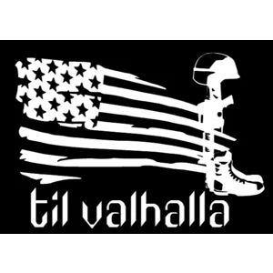 Til Valhalla Patriotic USA Flag Military Die Cut Vinyl Decal sticker