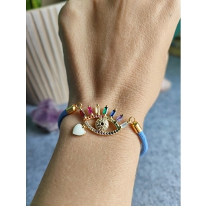Pulseira olho Turco colorido com coração