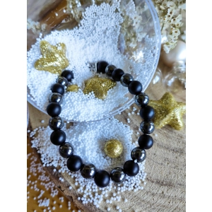 Pulseira Hematite com pedra vulcânica (Homem)