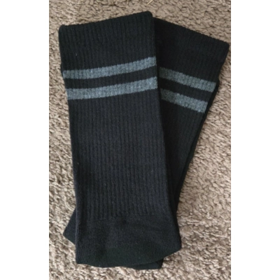 Boot Socks Black with Gray Stripes