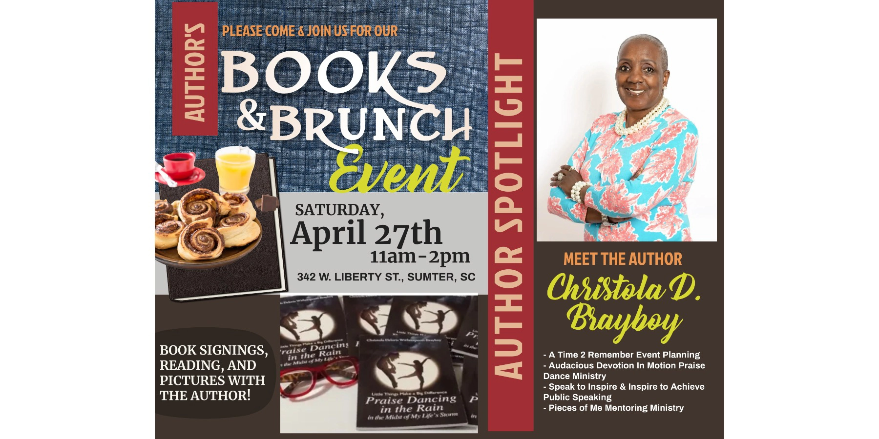 BOOKS & BRUNCH EVENT; AUTHOR SPOTLIGHT