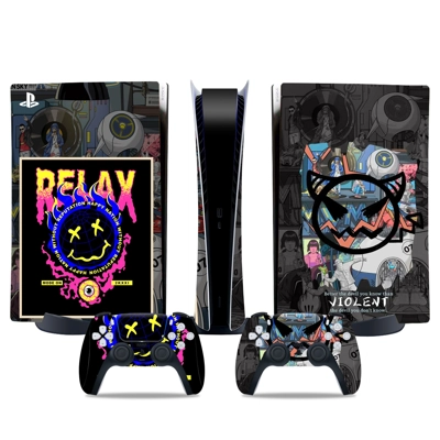 Happy Nation decal skin for PS5 Digital Console and two Co.. Happy Nation decal skin for PS5 Digital Console and two Co..