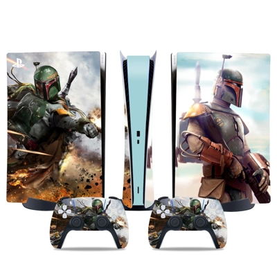 Boba Fett decal skin for PS5 Digital Console and two Contr.. Boba Fett decal skin for PS5 Digital Console and two Contr..