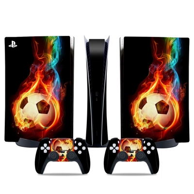 Fire Soccer decal skin for PS5 Digital Console and two Con.. Fire Soccer decal skin for PS5 Digital Console and two Con..