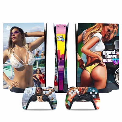 Grand Theft Auto 6 decal skin for PS5 Digital Console and two Controllers