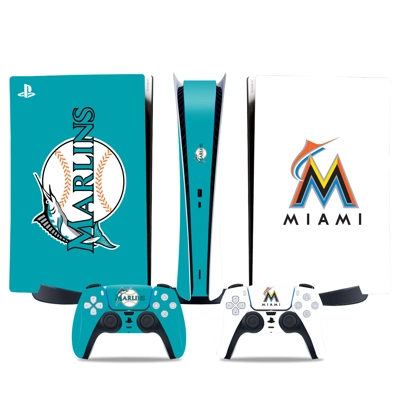 Miami Marlins decal skin for PS5 Digital Console and two C.. Miami Marlins decal skin for PS5 Digital Console and two C..