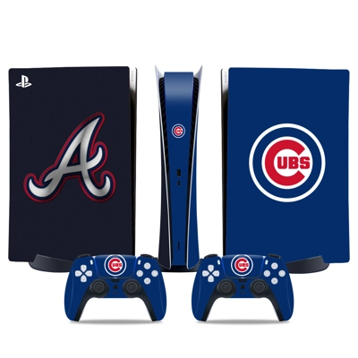 Chicago Cubs decal skin for PS5 Digital Console and two Co.. Chicago Cubs decal skin for PS5 Digital Console and two Co..