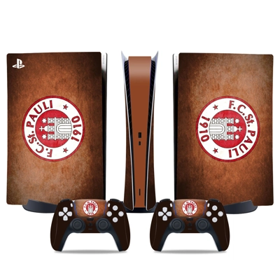 St Pauli FC decal skin for PS5 Digital Console and two Controllers