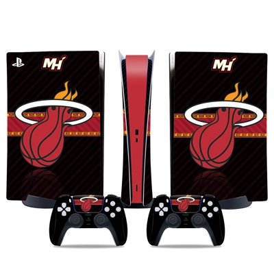 Miami Heat decal skin for PS5 Digital Console and two Cont.. Miami Heat decal skin for PS5 Digital Console and two Cont..