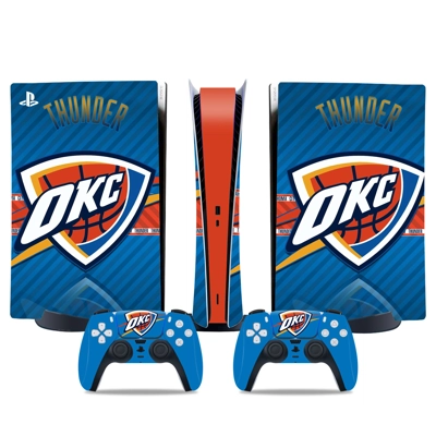 Okc Thunder decal skin for PS5 Digital Console and two Con.. Okc Thunder decal skin for PS5 Digital Console and two Con..