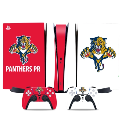 Panthers PR decal skin for PS5 Digital Console and two Controllers