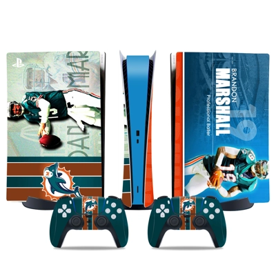 Miami Dolphins decal skin for PS5 Digital Console and two .. Miami Dolphins decal skin for PS5 Digital Console and two ..