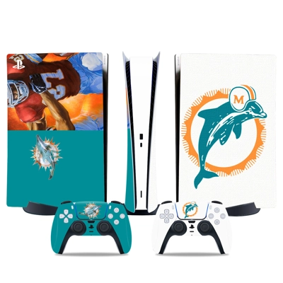 Miami Dolphins decal skin for PS5 Digital Console and two .. Miami Dolphins decal skin for PS5 Digital Console and two ..