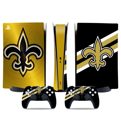 New Orleans Saints decal skin for PS5 Digital Console and two Controllers
