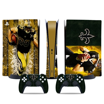 New Orleans Saints decal skin for PS5 Digital Console and two Controllers