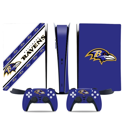 Baltimore Ravens decal skin for PS5 Digital Console and two Controllers