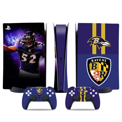Baltimore Ravens decal skin for PS5 Digital Console and two Controllers