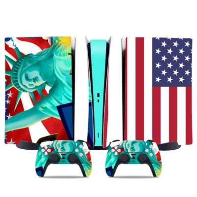 USA Flag decal skin for PS5 Digital Console and two Controllers