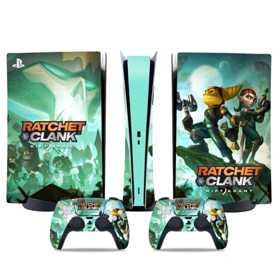 Ratchet & Clank Rift Apart decal skin for PS5 Digital Console and two Controllers