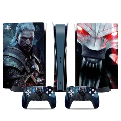 The Witcher Wild Hunt decal skin for PS5 Digital Console and two Controllers