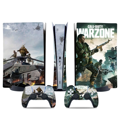 Call of Duty Warzone decal skin for PS5 Digital Console and two Controllers