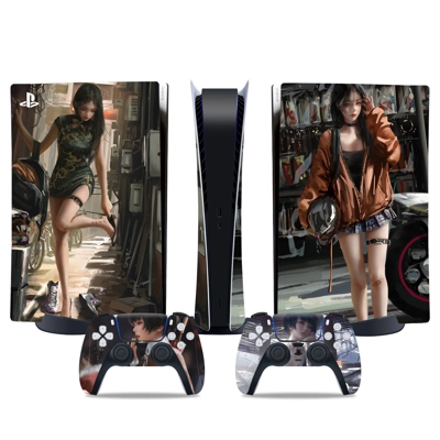 Anime Girl decal skin for PS5 Digital Console and two Cont.. Anime Girl decal skin for PS5 Digital Console and two Cont..