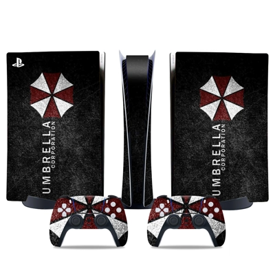 Umbrella Corp decal skin for PS5 Digital Console and two C.. Umbrella Corp decal skin for PS5 Digital Console and two C..